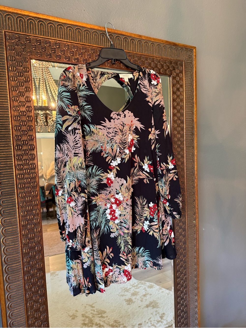 Anthropologie open back Floral V-Neck Swing Dress